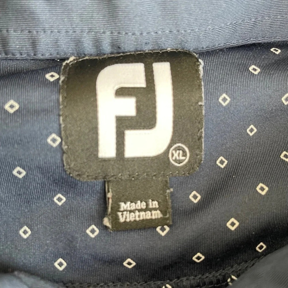 FJ FootJoy Men's Golf Polo Shirt XL Extra Large Navy Blue Diamond Pattern - Picture 5 of 5